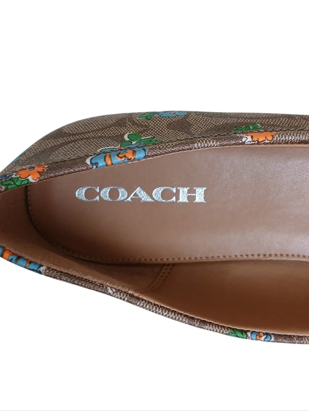 NWOT COACH Leila Signature Monogram Ballet Flats Women's 9.5 Leather Floral